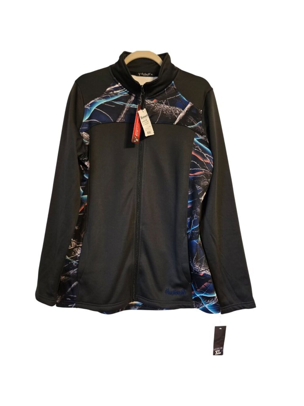 Huntsworth Nova Camouflage Black Woman's Full Zip Mock Neck Jacket XL